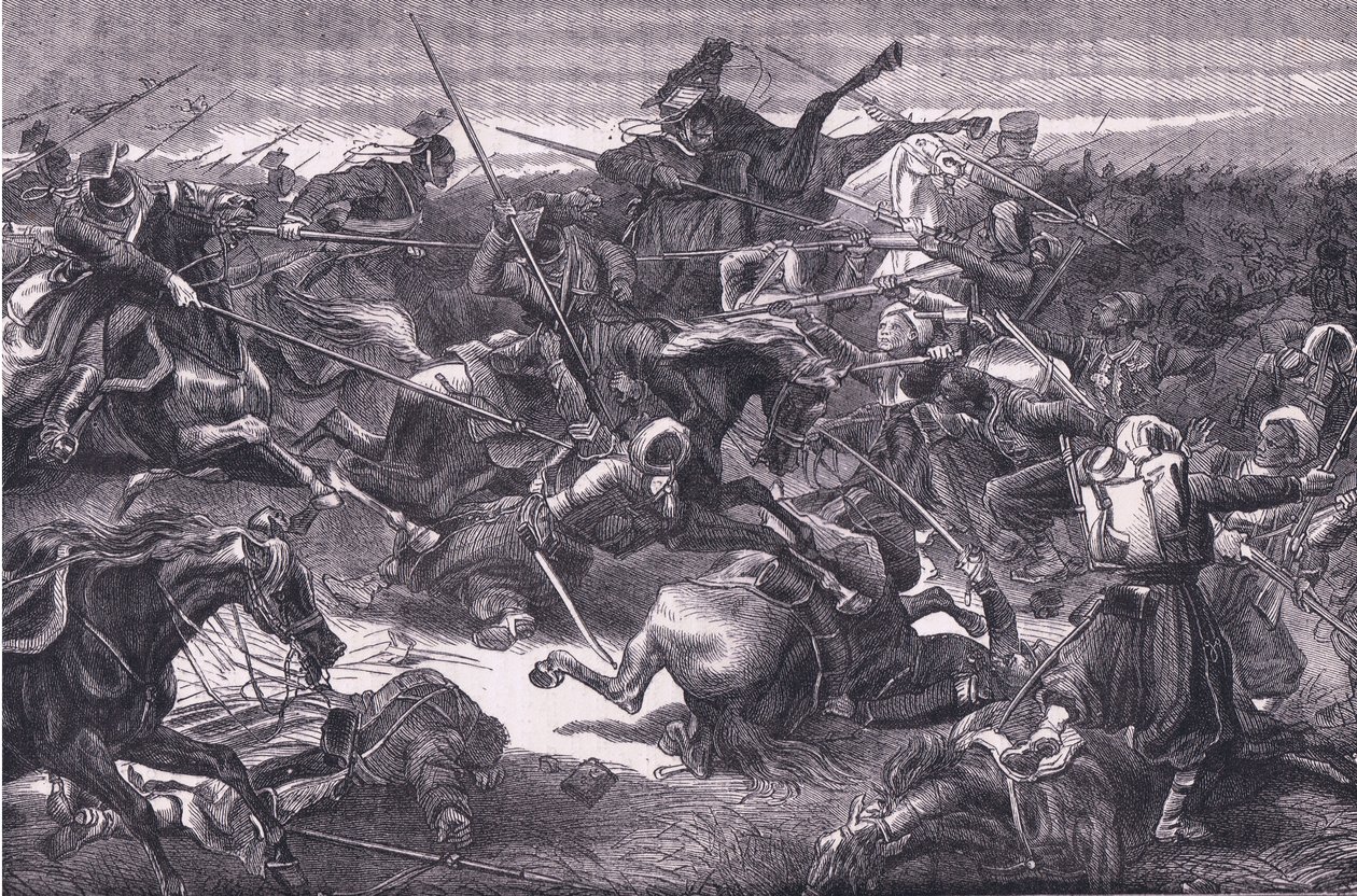 Ataque de Ulanos, Historia de la guerra entre Francia y Alemania de Cassell publicada por Cassell and Company Limited, c.1890 de German School