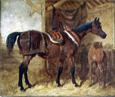 Una Yegua Vieja y un Potro en un Establo de John Frederick Herring Senior