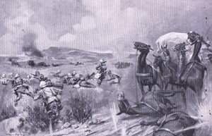 El ataque al convoy en Buffelspoort (ilustración de After Pretoria: The Guerilla War, 1902)