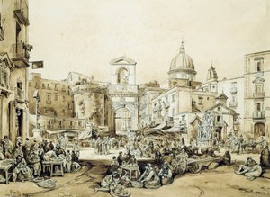 Porta Capuana en Nápoles, de Achille Vianelli (1803-1894), sepia, 43x60,5 cm