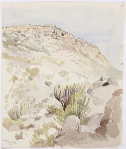 Restos de las murallas de la fortaleza en la cima de una colina en Mitla, Oaxaca