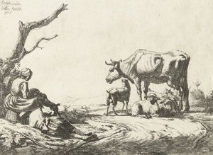 Pastor y pastora con ganado, 1653