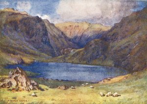 Distrito de los Lagos: Seathwaite Tarn, Valle de Duddon (litografía en color)
