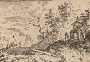 Cabaña con los restos de un seto, probablemente c. 1645-1656