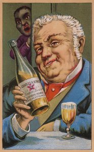 Tarjeta comercial estadounidense que anuncia la cerveza lager Charles A King, Boston, Massachusetts