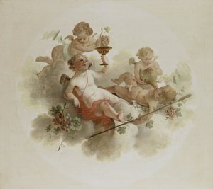 Cuatro putti con uvas