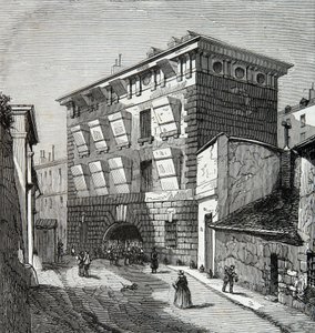 Vista de la antigua prisión de La Force, rue du roi de Sicily en París en el siglo XIX, grabado, colección privada