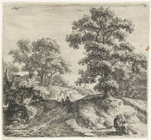 Roble grande al lado de un camino Vistas al bosque, serie B (título de la serie)