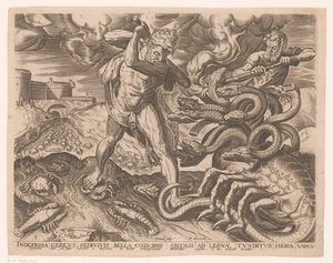Hércules vence a la hidra de Lerna
Obras de Hércules según Frans Floris (título de la serie)