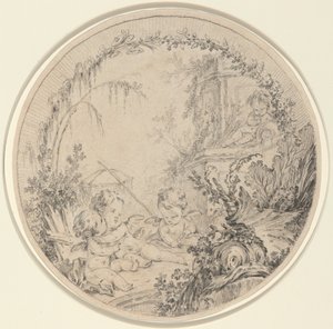 Tres putti con una red de pesca