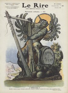 Caricatura del Kaiser Guillermo II de Alemania. Ilustración para Le Rire