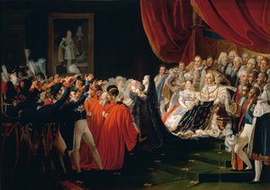Francia, Versalles, La duquesa de Berry presenta al duque de Burdeos a los curiosos