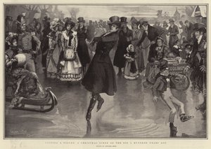 Cortando una figura, una escena navideña en el hielo hace cien años