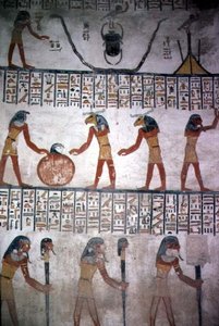 Mural de la Cámara I en la Tumba de Ramsés VI, Nuevo Reino (c.1145-1137 a.C.)