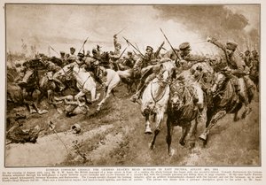 Cosacos rusos cargan contra los húsares de la cabeza de muerte alemanes, 1914-19