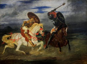 Caballeros luchando en el campo