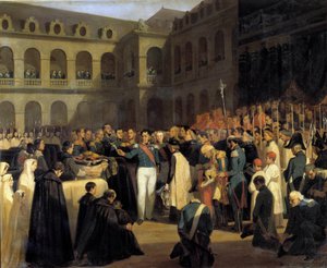 Funeral de las víctimas del atentado de Fieschi el 5/08/1835 en presencia del rey Luis Felipe