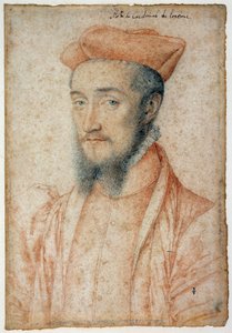 Retrato de Carlos, Cardenal de Lorena (1525-1574). Dibujo a sangre y piedra negra por François Clouet (1515-1572)