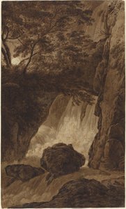 Una cascada a la luz de la luna
