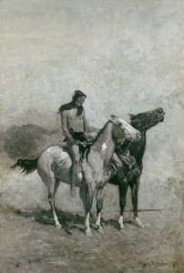 El tragafuegos lanzó a su víctima sobre su pony, c.1900