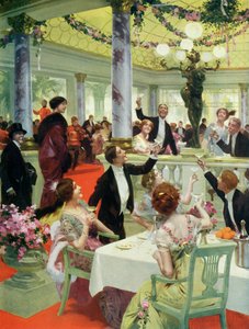 Nochevieja en un restaurante, ilustración de la revista La Vie Heureuse, 15 de diciembre de 1912