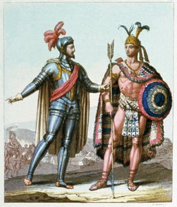 Encuentro de Hernán Cortés con Moctezuma II en 1519