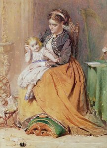 Tic, Tic, Tic - una niña sentada en el regazo de su madre escuchando el tic-tac de su reloj de oro, 1867