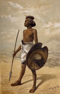 Un guerrero nubio, de La Historia de la Humanidad, Vol.III, por Prof. Friedrich Ratzel, 1898