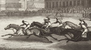 Carreras de caballos en Inglaterra. Ilustración para Bilder-Atlas