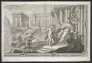 Una figura femenina siendo coronada, de New Plan of Rome, sacada a la luz por G. Nolli