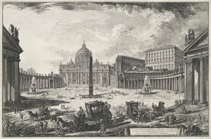 Vista de la Plaza de San Pedro con la Basílica de San Pedro en la Ciudad del Vaticano Veduta della gran Piazza e Basilica di S. Pietr (...) (título sobre el objeto) Vistas de Roma (título de la serie) Vedute di Roma disegnate ed incise da Giambattista Pira