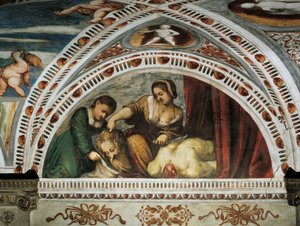 Historia de Judith y Holofernes, Detalle de los frescos de Girolamo Romanino (ca. 1484-después de 1559), Encargado por Bernardo Clesio