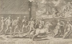 El combate de Héctor y Aquiles, y Aquiles arrastrando el cuerpo de Héctor, 1531-76