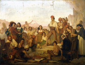 la revuelta del pescador napolitano Tommaso Aniello, conocido como Masaniello (1622-1647) en Nápoles en 1647. Pintura de Mazza. Museo della scienza di Milano