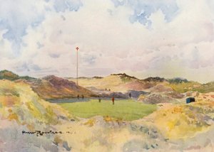 Campos de golf: Formby, el antiguo séptimo green (litografía en color)