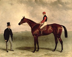 Gladiateur con Harry Grimshaw y su dueño, el Conde Frederic de Lagrange, 1865