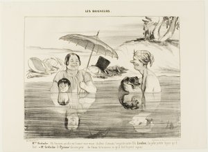 Madame Greluche: "¡Oh, Gustave, qué bien! ¡Un verdadero calor relajante! Mira a nuestro hijo Loulou; ¡qué carita más mona pone!". Sr. Greluche: "Y Pyramus, tiene miedo, miedo como un perro. Si supieras lo que está haciendo ahora mismo, el pequeño granuja",