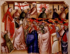 Reunión solemne del podestà - en “Chronica de Carrariensibus”