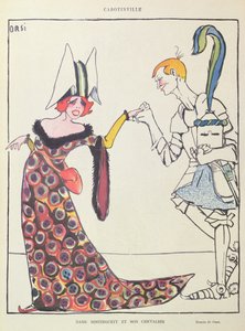 Mistinguett (1875-1956) y su Chevalier, caricatura de "Le Rire".