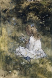 Una chica con flores en la hierba
Hija de Jacob Maris con flores en la hierba