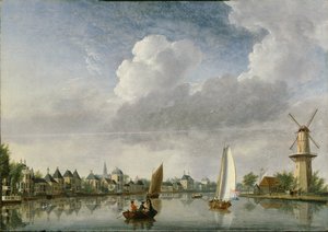 El río Spaarne en Haarlem, 1750