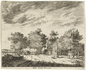 Paisaje a mitad de camino Pesando la mitad de Overveen (título sobre el objeto) Paisajes del área de Haarlem (título de la serie) Gesigten fuera de Haarlem, Hecho por. JVV (título de la serie en el objeto)