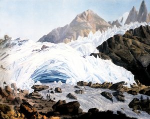 Chamonix: manantial del Arveyron, c. 1800 (grabado)