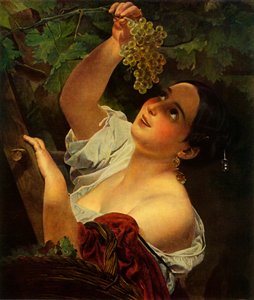 Mediodía italiano, Chica italiana recogiendo uvas