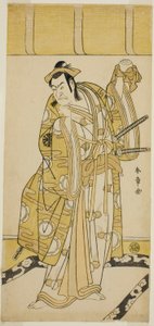 El actor Nakamura Nakazo I como Nagao Terutora en la obra Kuruma-gakari Tekuda no Gumbai, representada en el Teatro Ichimura en el undécimo mes, 1783