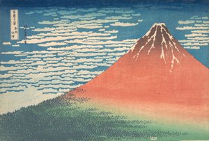 Viento del sur, cielo despejado (Gaifu kaisei), también conocido como Fuji rojo, de la serie Treinta y seis vistas
