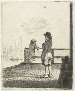 Dos marineros esperando en el puerto