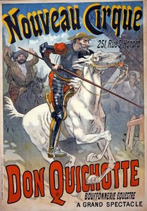 Anuncio de "Nouveau Cirque" con "Don Quichotte, Bouffonnerie équestre", pub. 1892 (litografia en color)