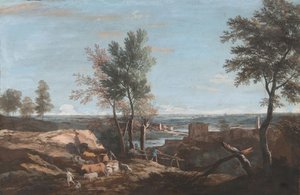 Paisaje pastoral extenso, ca. 1700-1730.