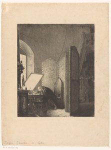 Rembrandt grabando en su estudio
Rembrandt en su estudio